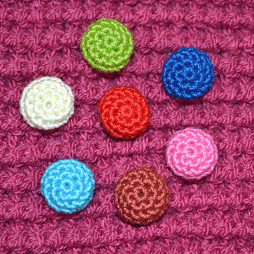 Crochet covered buttons. Round craft buttons. Decorative buttons