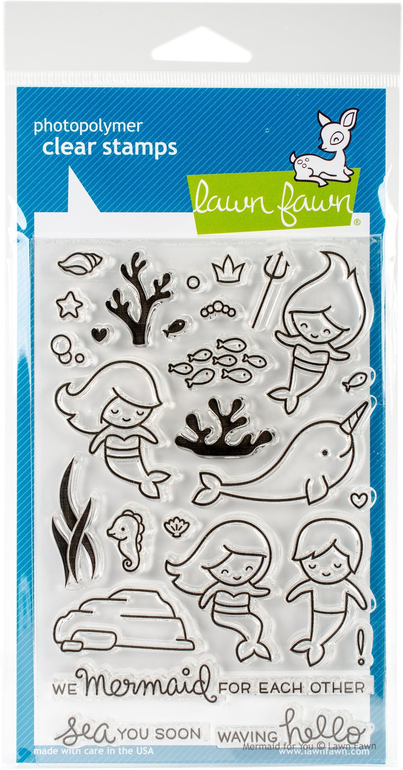 Lawn Fawn Clear Stamps 4"X6" - Mermaid For You