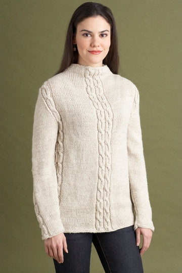 Cabled Sweater in Lion Brand Wool-Ease - 60804AD