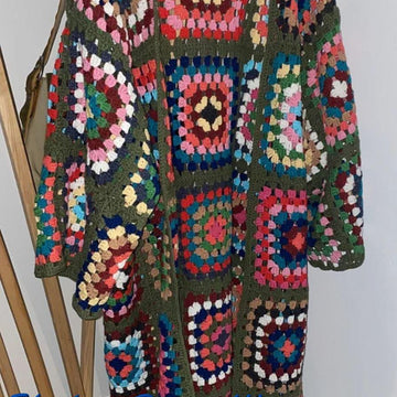 OversiZed COAT & HooD, granny sqare coat