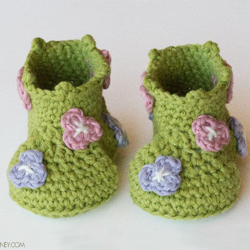 Field Of Flowers Baby Booties
