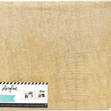 American Crafts Heidi Swapp Storyline 3 D-Ring Album 12"X12" - Gold Glitter