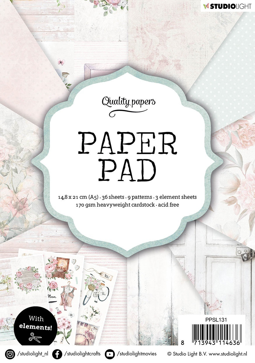 Studio Light 170gsm Paper Pad A5 36/Pkg - NR. 131, 12 Designs/3 eEach