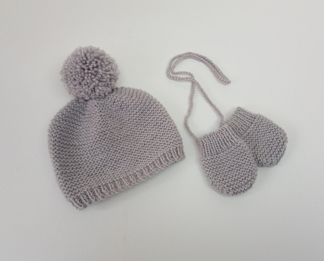 Pom Pom Baby Beanie  and Mitts