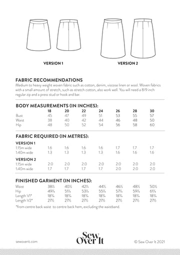 Sew Over It Ava Skirt  - Sewing Pattern