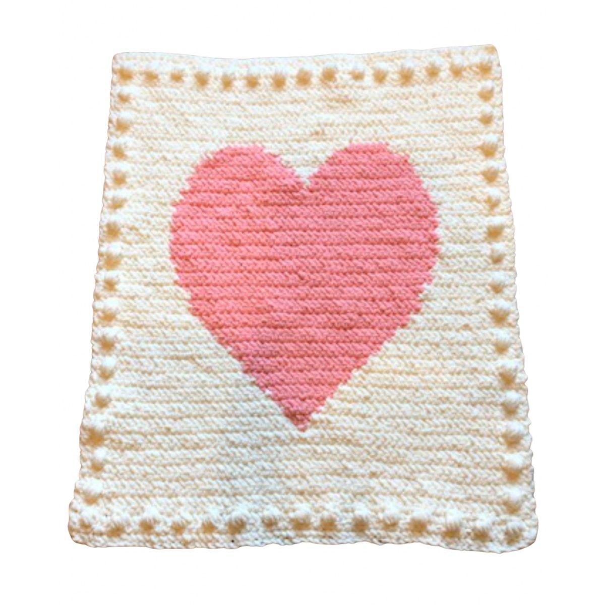 Chunky Intarsia Heart Baby Blanket