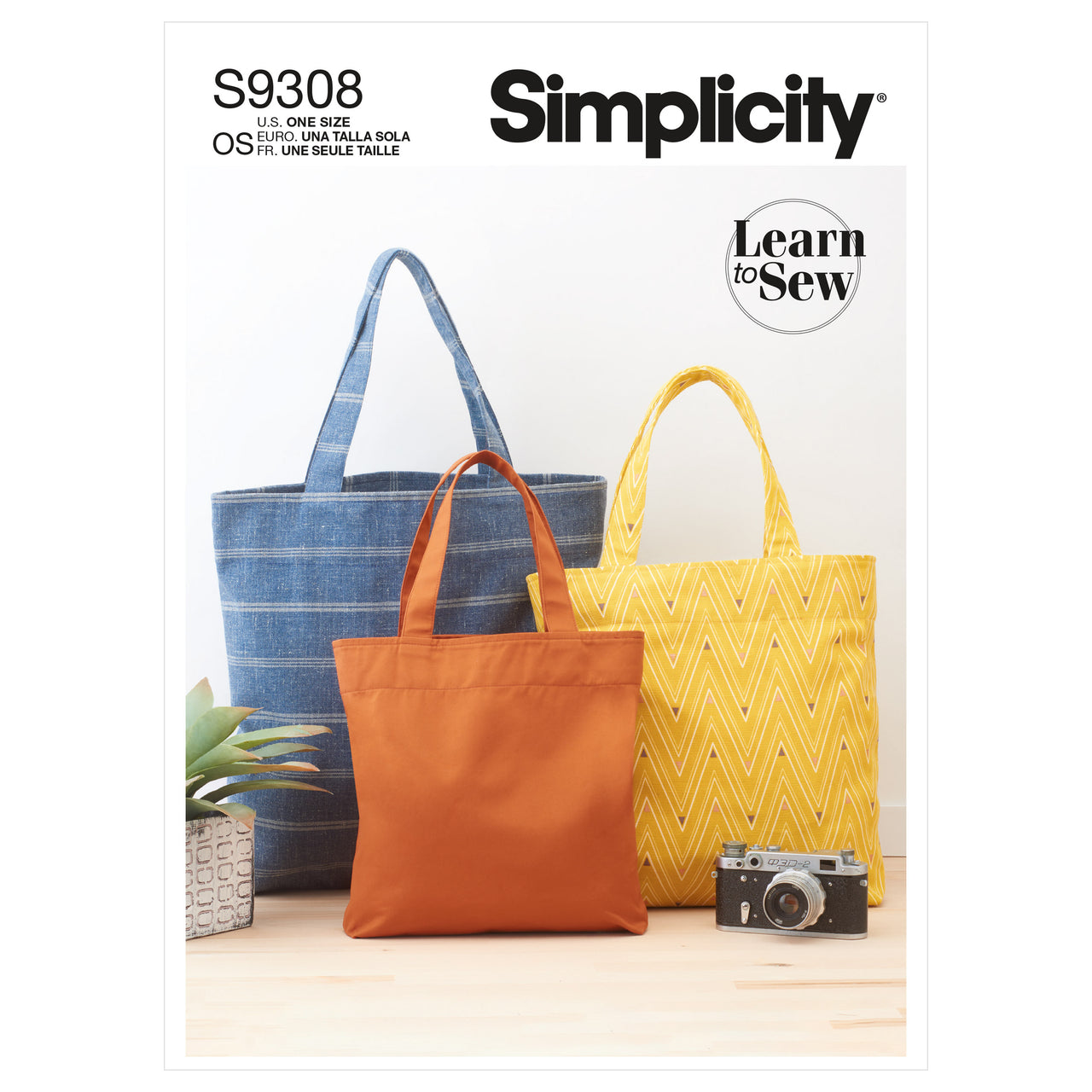 Simplicity Tote Bags in Three Sizes S9308 - Paper Pattern, Size OS (ONE SIZE)