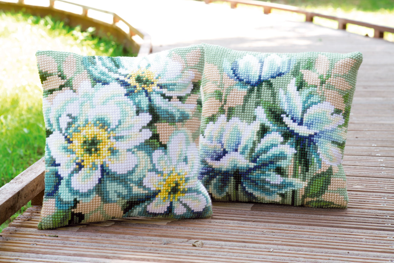 Vervaco Cross Stitch Cushion Kit Japanese Anemones I Cross Stitch Kit