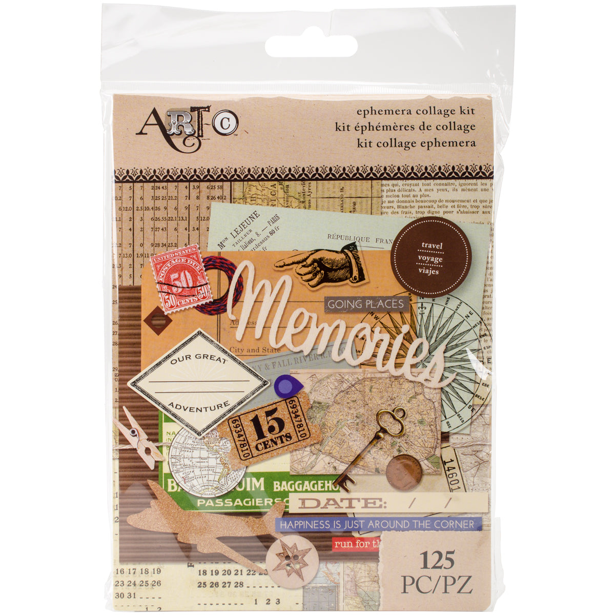 Momenta Art-C Ephemera Collage Pack 125/Pkg - Travel