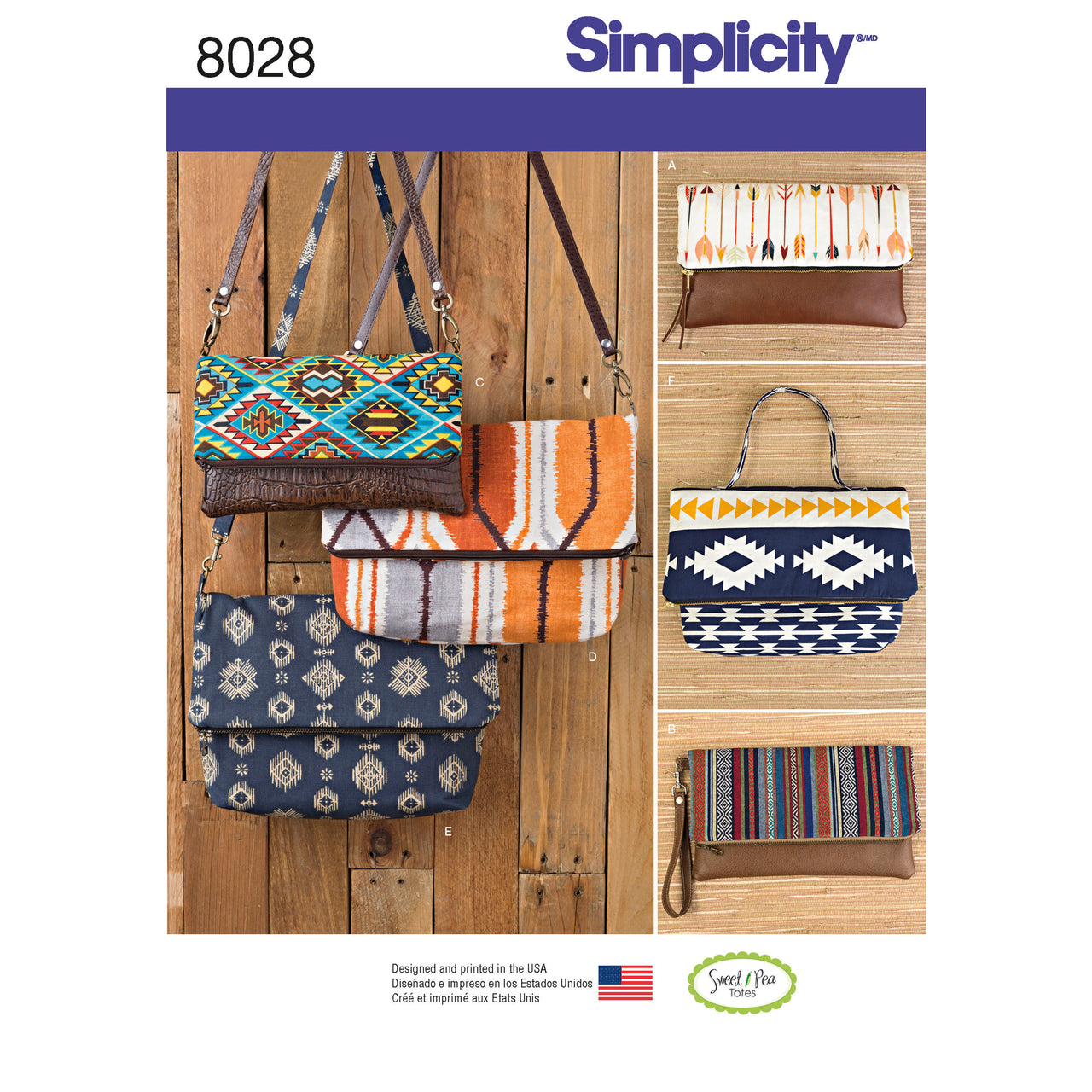 Simplicity Clutch, Wristlet and Purse in Two Sizes 8028 - Paper Pattern, Size OS (ONE SIZE)