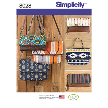 Simplicity Clutch, Wristlet and Purse in Two Sizes 8028 - Paper Pattern, Size OS (ONE SIZE)