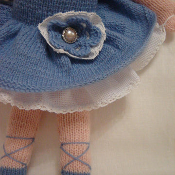 Knitting pattern of a cute ballerina doll, 15 inc, for a girl's Christmas gift