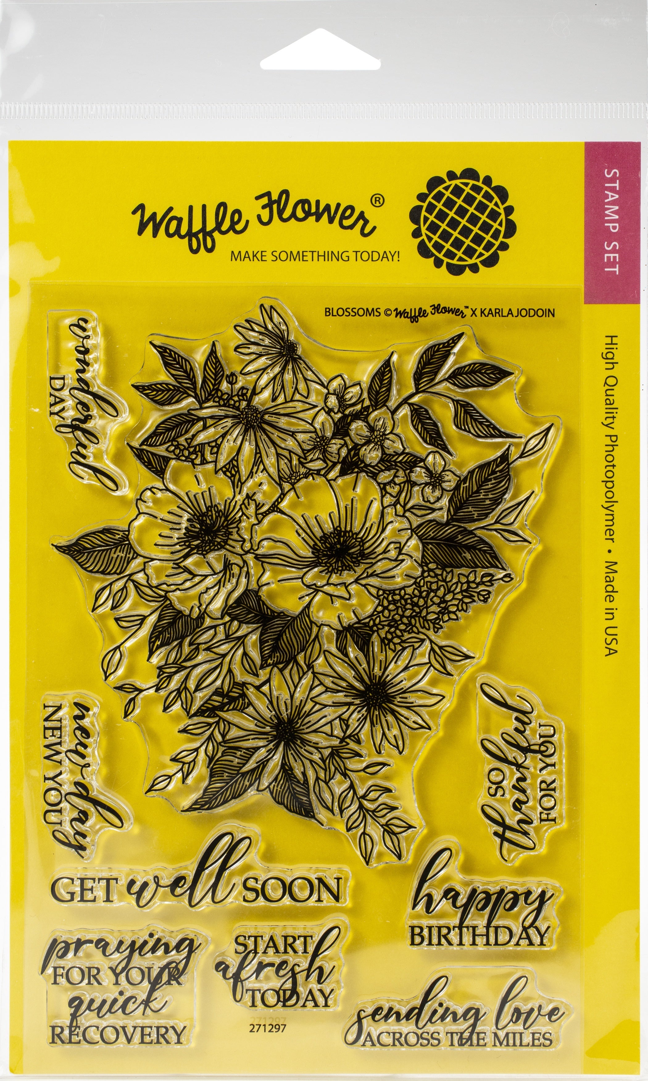 Waffle Flower Crafts Clear Stamp 5"X7" - Blossoms