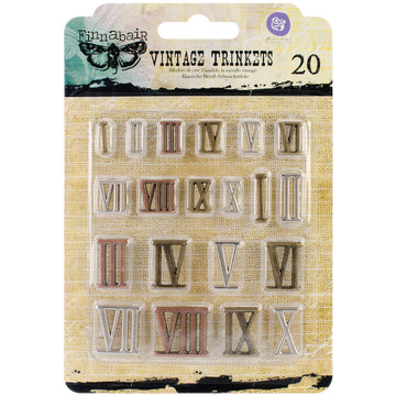 Prima Marketing Finnabair Vintage Mechanicals Metal Trinkets - Mini Roman Numerals .5" To .75", 20/Pkg