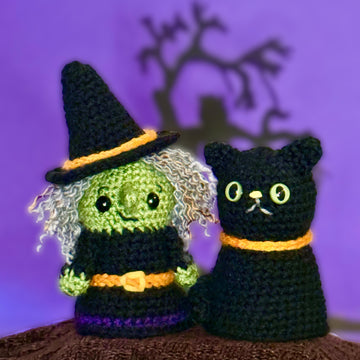 Witch & Cat Flip Doll Crochet Pattern (Halloween Amigurumi)
