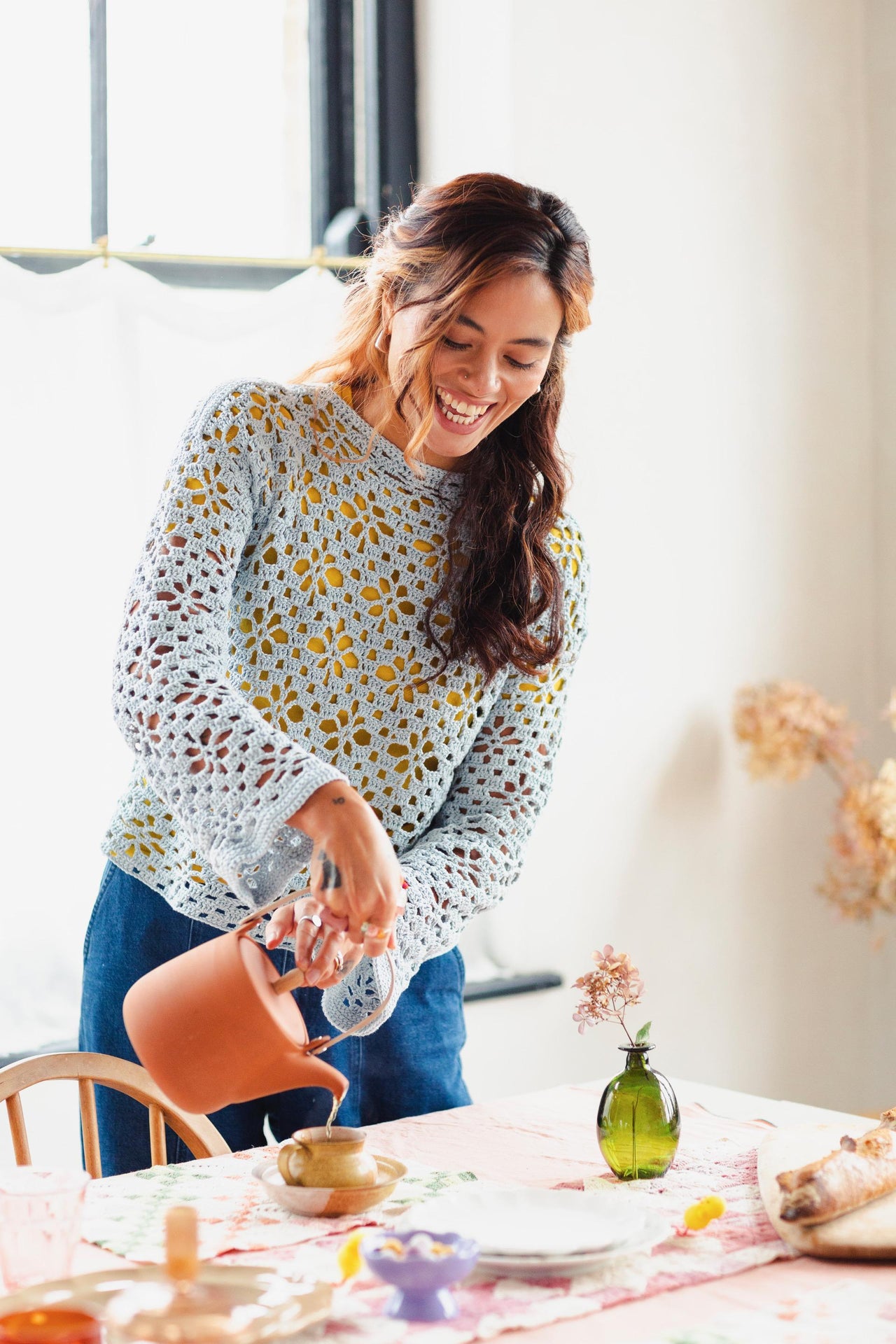 Floral open work Jumper