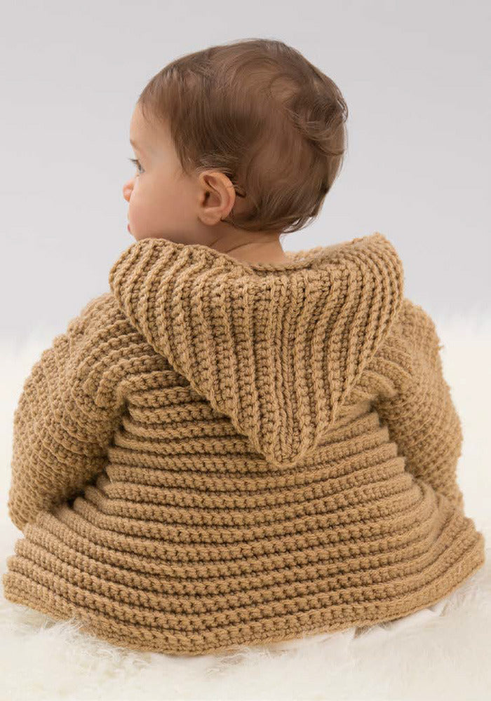 Hooded Playful Cardi in Red Heart With Love Solids - LW4834 - Downloadable PDF