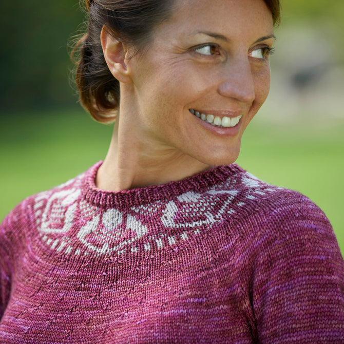 818 Stone Rose Pullover - Jumper Knitting Pattern for Women in Valley Yarns Valley Superwash DK Hand Dyed