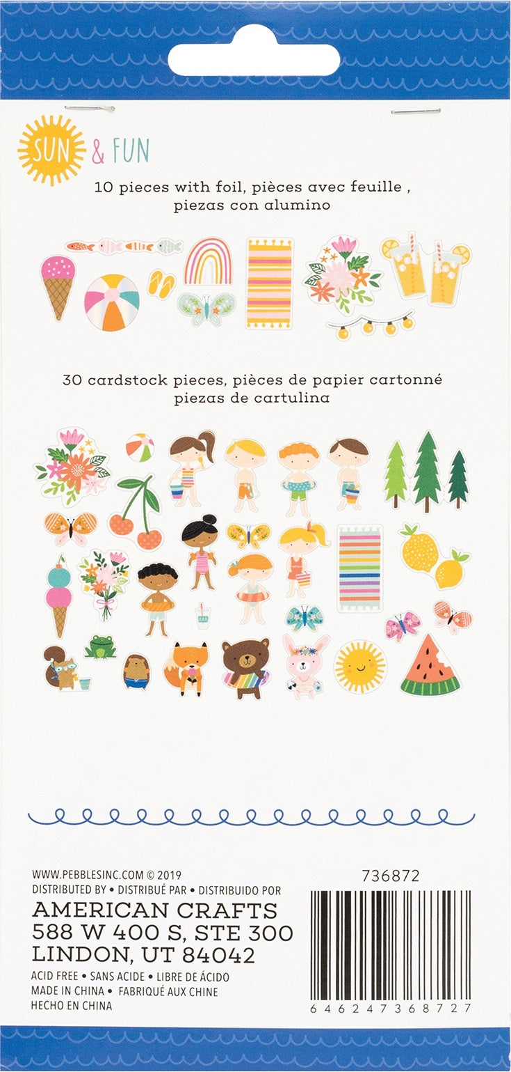 American Crafts Sun & Fun Ephemera Cardstock Die-Cuts 40/Pkg - Icons