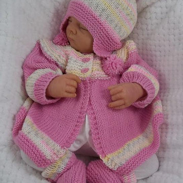 Pattern 57 Matinee Style Cardigan, Hat & Booties