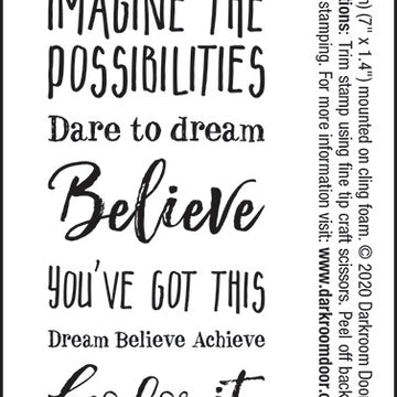 Darkroom Door Sentiment Cling Stamp 7"X1.4" - Dream Big