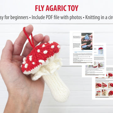 Knitted Fly Agaric Ornament Pattern: Christmas Toadstool Toy (PDF Tutorial)
