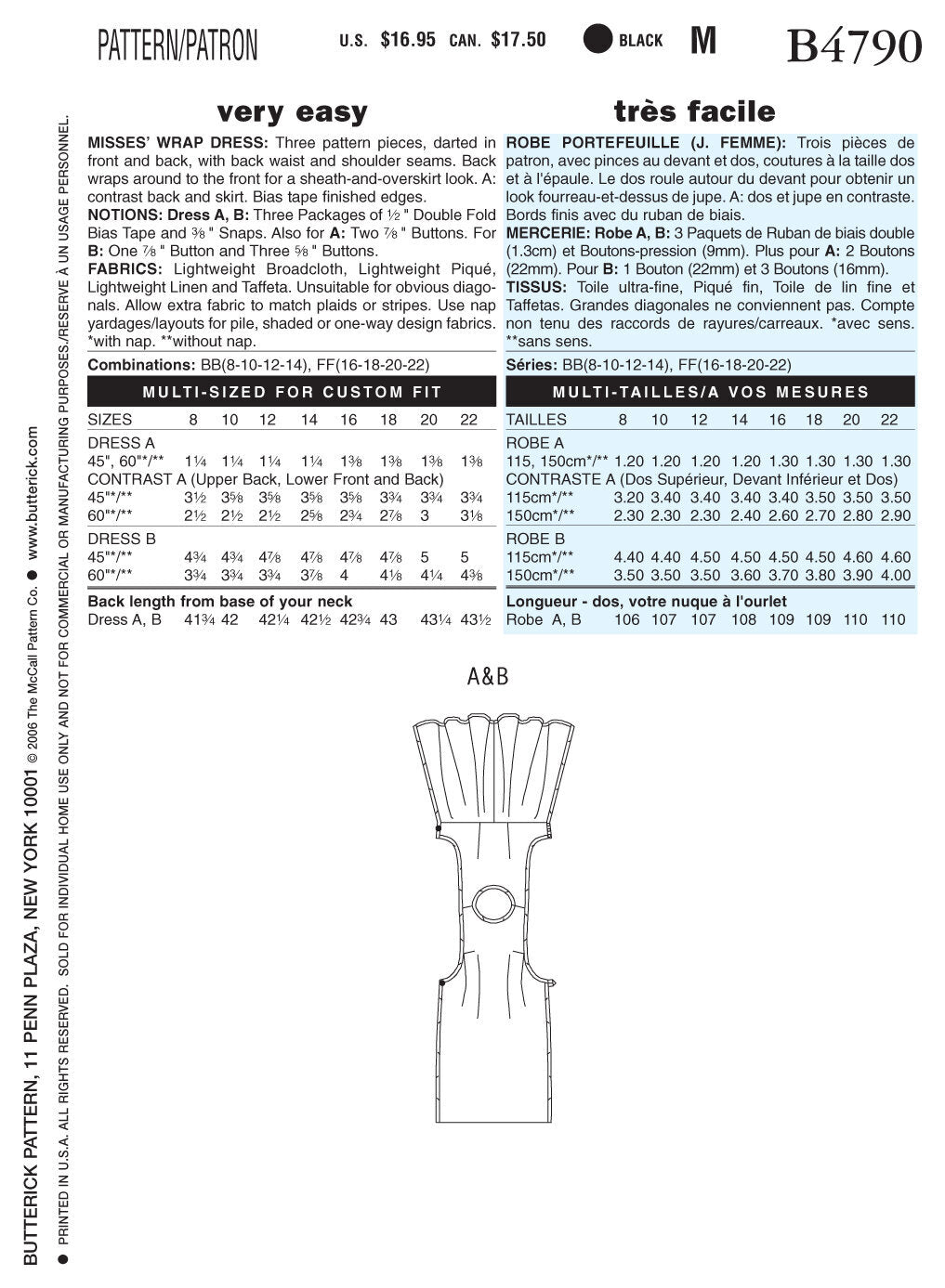 Butterick Misses' Wrap Dress B4790 - Sewing Pattern
