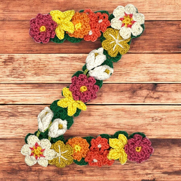 Floral letter Z crochet applique pattern