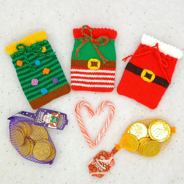 Christmas Chocolate Coin Bags Knitting Pattern Decoration