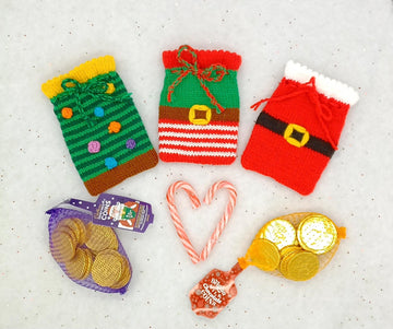 Christmas Chocolate Coin Bags Knitting Pattern Decoration