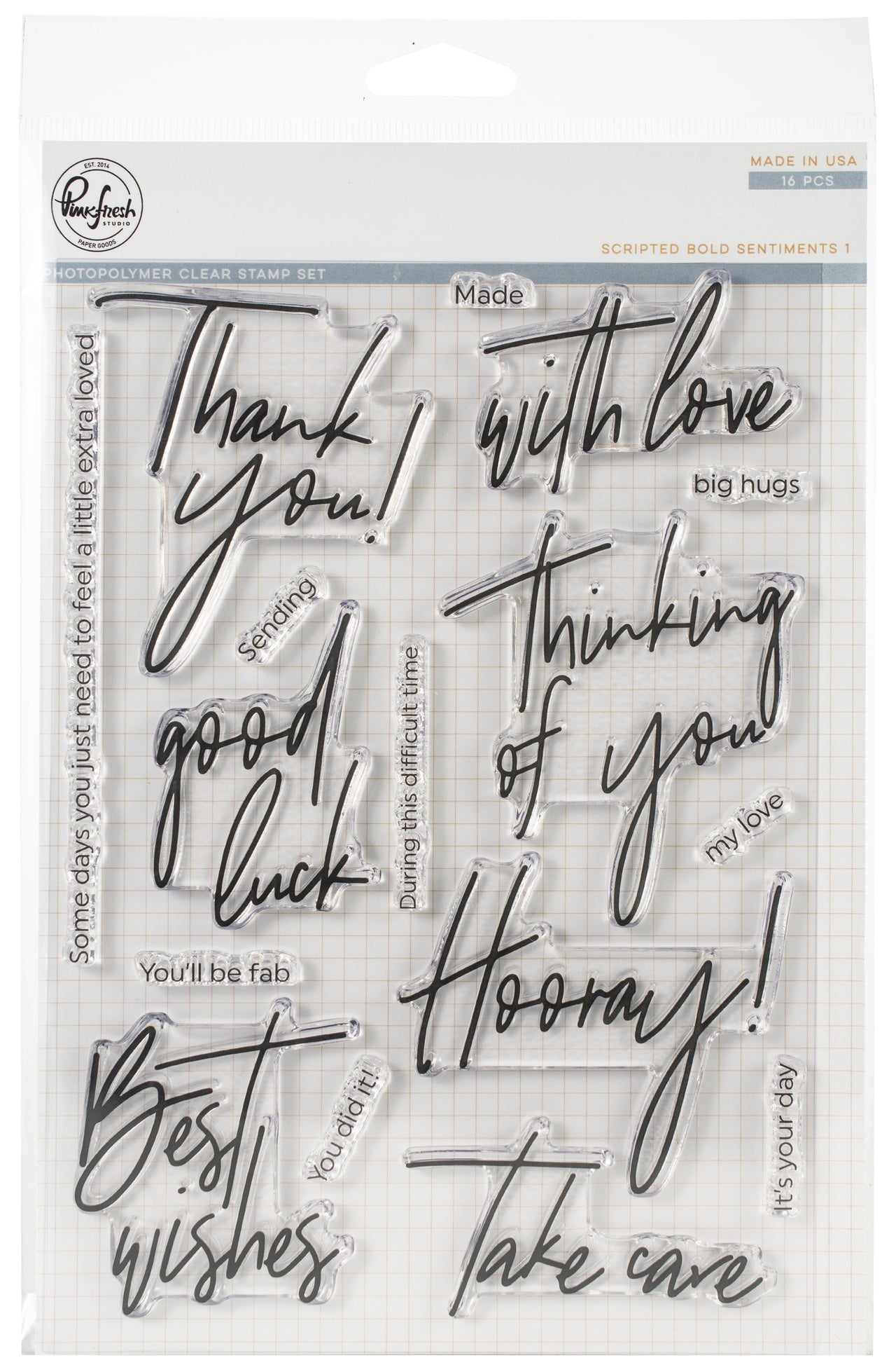 Pinkfresh Studio Clear Stamp Set 6"X8" - Scripted Bold Sentiments 1