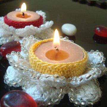 Beaded Lotus Candle Holder