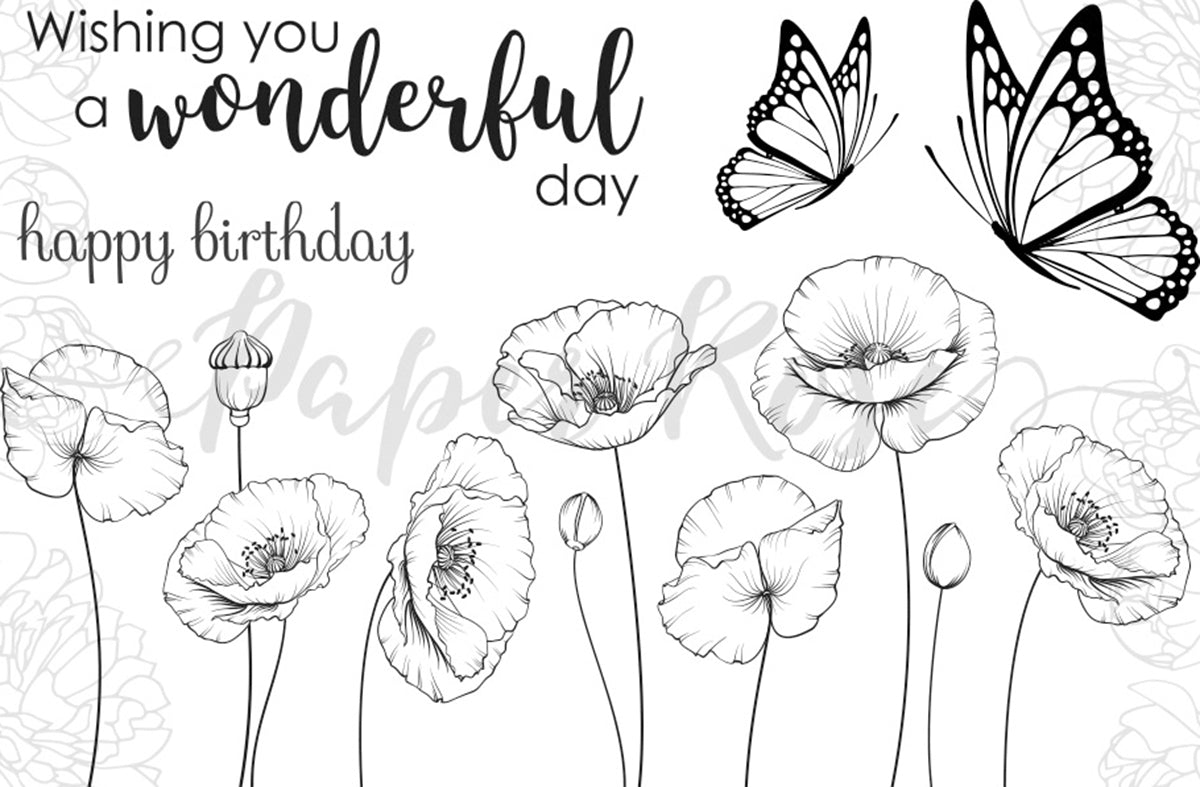 Paper Rose Clear Stamps - Poppies