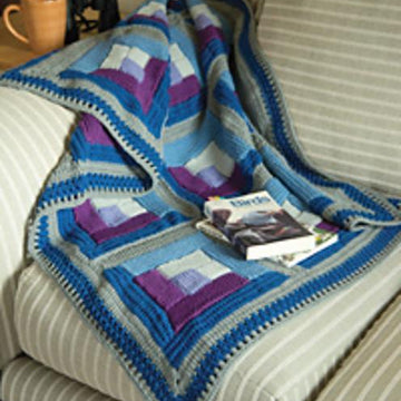 Tunisian Crochet Log Cabin Sampler Blanket
