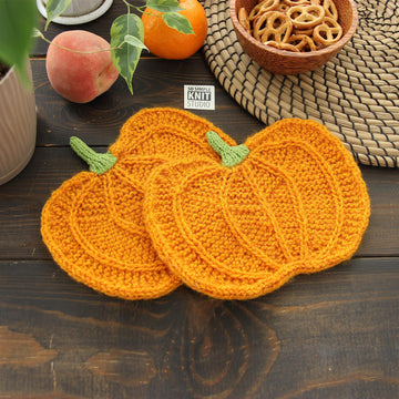 Knitted Pumpkin Coaster