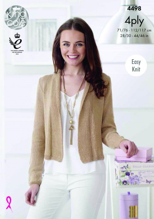 Cardigan and Waistcoat in King Cole Giza Cotton 4ply - 4498 - Leaflet