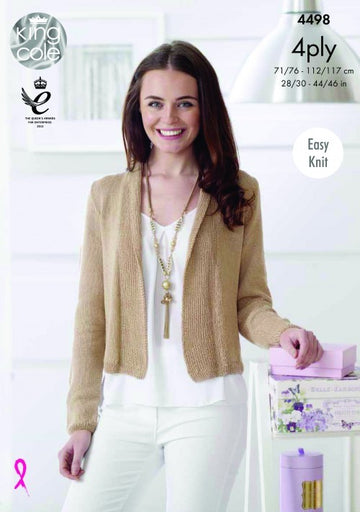 Cardigan and Waistcoat in King Cole Giza Cotton 4ply - 4498 - Leaflet