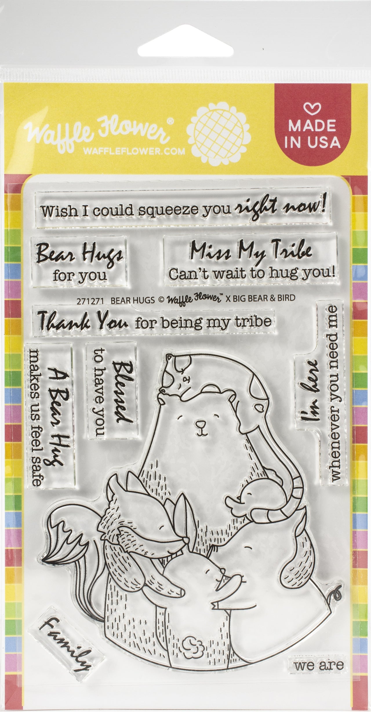Waffle Flower Crafts Clear Stamps 4"X6" - Bear Hugs