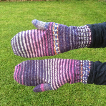Stripey Sock Wool Ladies mittens