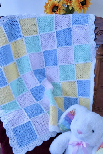 Pastel Colorblock Baby Blanket - Lion Brand Baby Soft (DK Weight)