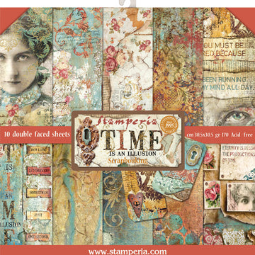 Stamperia Intl Stamperia Double-Sided Paper Pad 12"X12" 10/Pkg - Time Is An Illusion, 10 Designs/1 Each