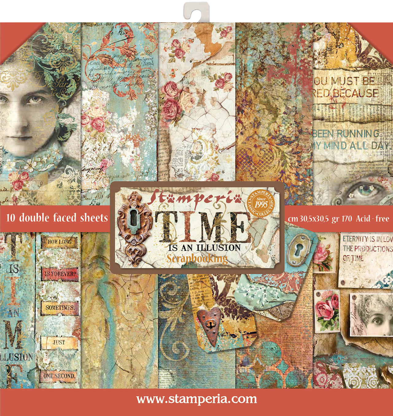 Stamperia Intl Stamperia Double-Sided Paper Pad 12"X12" 10/Pkg - Time Is An Illusion, 10 Designs/1 Each