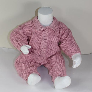 Baby Simple Aran Moss Stitch Collar Onesie