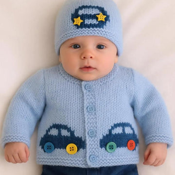 Baby Car Cardigan and Hat
