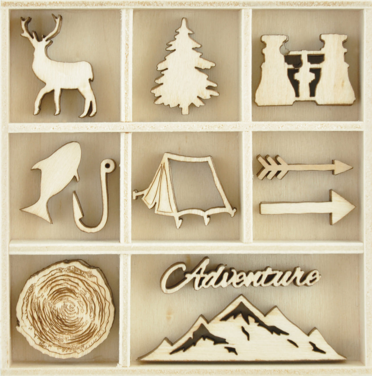 Kaisercraft Wood Mini Themed Embellishments - Adventurer, 55/Pkg