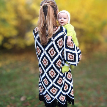 Crochet Granny Square Cardigan Coat Duster