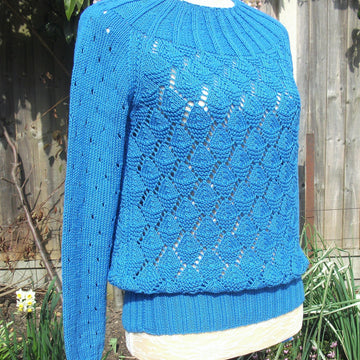 Lacy Sweater with Rib Yoke