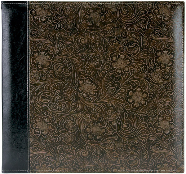 Pioneer Embossed Stitched Leatherette Post Bound Album 12"X1 - Brown