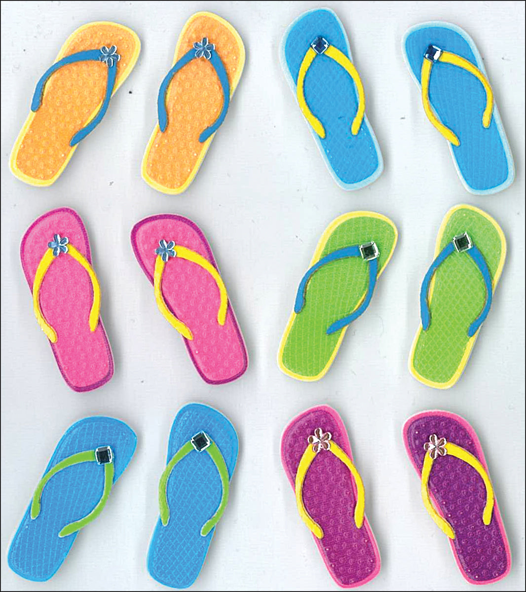Jolee's Cabochon Dimensional Repeat Stickers - Flip-Flops