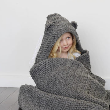 Jensen Herringbone Hooded Bear Blanket